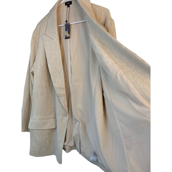 Express Womens Single Button Textured Blazer XL Beige Rayon/Nylon Blend 9037 - Picture 4 of 10